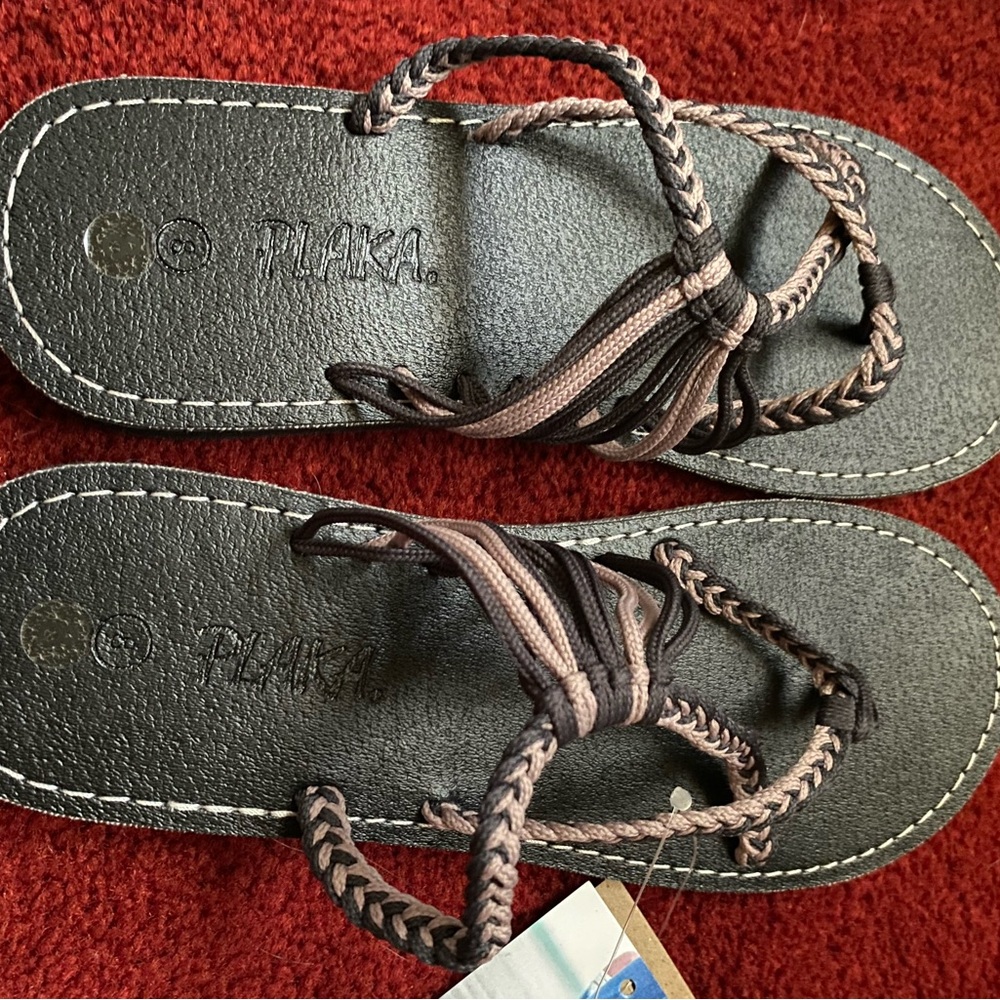 Planka. Black and Brown Braided Sandals
